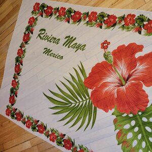 Tropical‎ Pareo Sarong Riviera Maya Mexico Red Hibiscus Beach